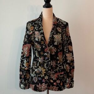 ✨ Aldo Martins Floral Knit Blazer Jacket Elbow Patch Cuffed Sleeve Barcelona S